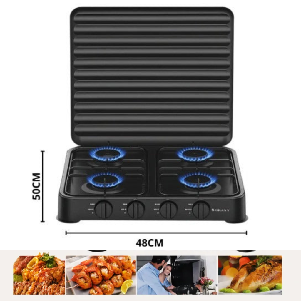 Sokany GrillChef™ 4 Puestos con Tapa Protectora