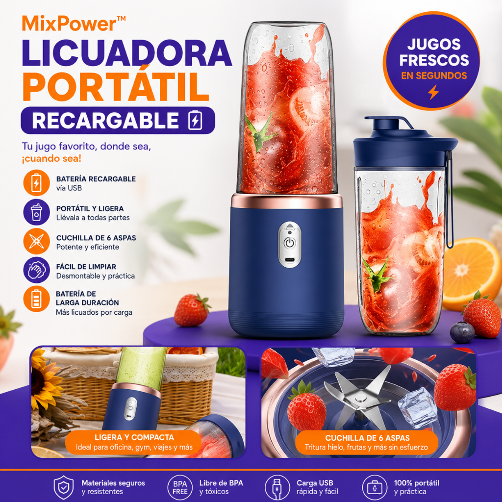 MixPower™  Licuadora Portátil Recargable