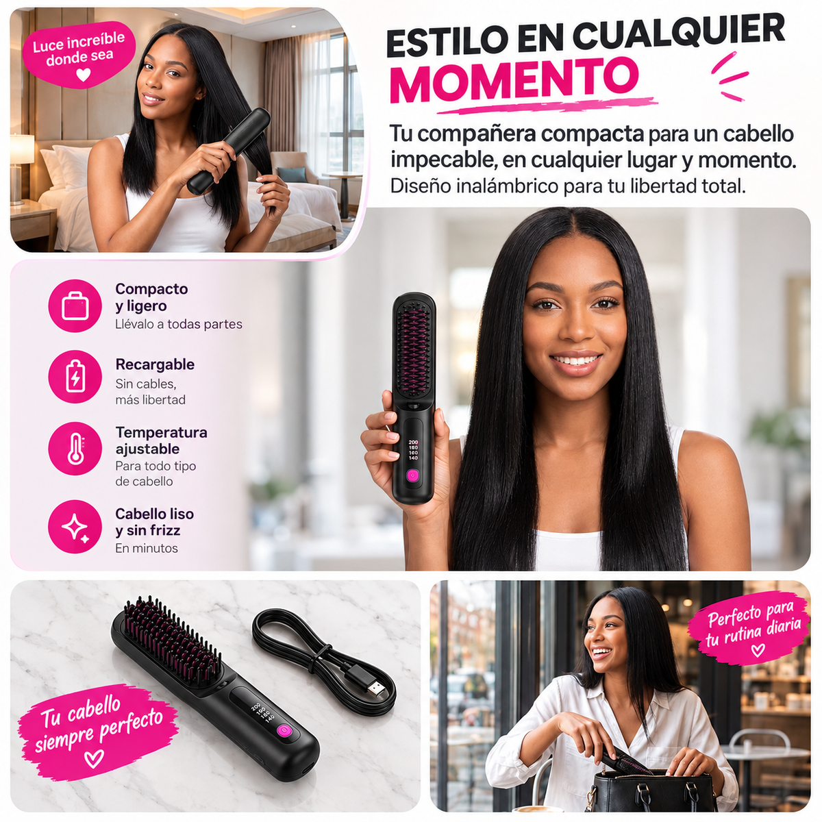 GlowHair™ – Cepillo Alisador Inteligente