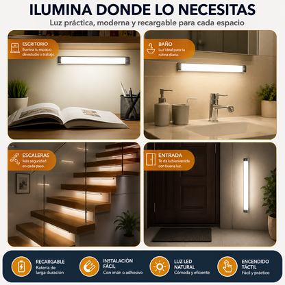 💡✨ Luz LED con Sensor de Movimiento | Ultrafina &amp; Recargable USB