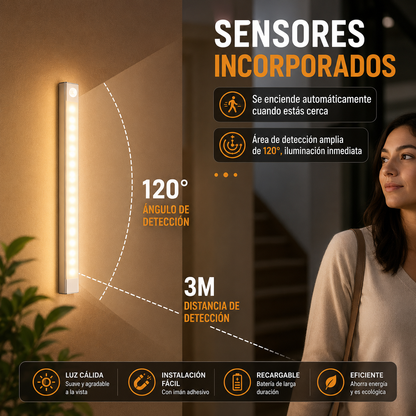 💡✨ Luz LED con Sensor de Movimiento | Ultrafina &amp; Recargable USB